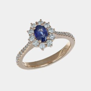 Anello rosetta zaffiro 0.80 ct Rosé Prestige - Gioielleria Casavola di Noci - gioiello in oro rosa 18 carati con diamanti - idee regalo compleanno 40 anni moglie