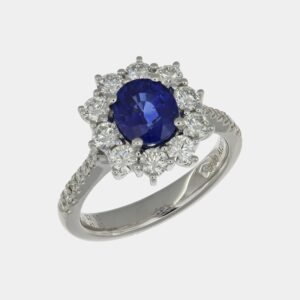 Anello rosetta zaffiro Royal Blue Prestige White - Gioielleria Casavola di Noci - gioiello in oro bianco 18 carati con diamanti - idee regalo compleanno 50 anni moglie e mamma