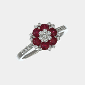 Anello rubini e diamanti Red Dianthus Nature White - Gioielleria Casavola di Noci - in oro bianco 18 carati - idea regalo compleanno 18 anni ragazza