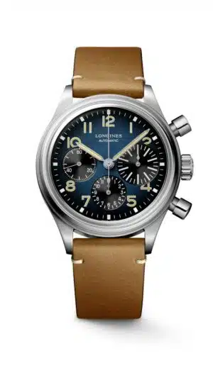 Longines Heritage Avigation L2.816.1.93.2 - Gioielleria Casavola di Noci - cronografo automatico svizzero in titanio con cinturino in pelle di vitello