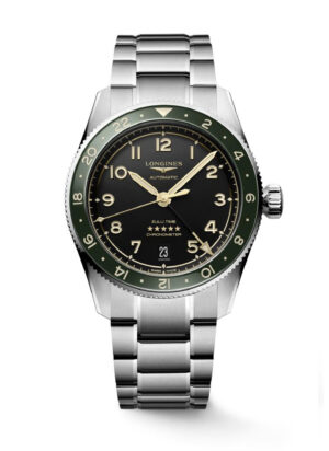 Longines Spirit Zulu Time L3.802.4.63.6 - Gioielleria Casavola di Noci - orologio automatico svizzero GMT certificato COSC - ghiera color verde - quadrante antracite