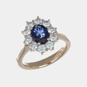Anello rosetta zaffiro Sri Lanka 1.26 ct Prestige Rosé - Gioielleria Casavola di Noci - gioiello in oro rosa 18 carati con diamanti - idee regalo compleanno 50 anni moglie