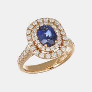 Anello zaffiro 1.55 ct double halo Prestige Rosé