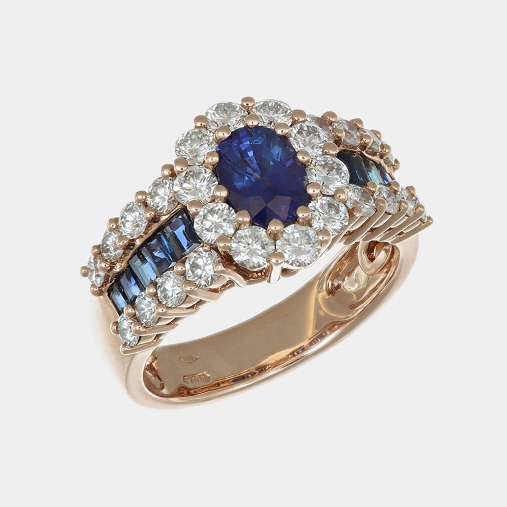 Anello zaffiro Blue Moon Prestige Rosé - Gioielleria Casavola di Noci - gioiello in oro rosa 18 carati con diamanti - idee regalo per una donna di classe