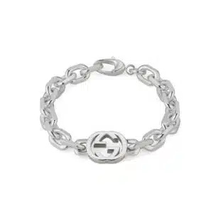 Gucci Interlocking YBA627068002 - Gioielleria Casavola di Noci - bracciale unisex in argento sterling 925 con logo doppia G - immagine oggetto intera