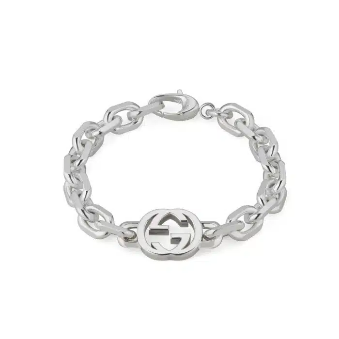 Gucci Interlocking YBA627068002 - Gioielleria Casavola di Noci - bracciale unisex in argento sterling 925 con logo doppia G - immagine oggetto intera