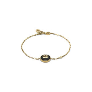 Gucci Interlocking YBA786556001 - Gioielleria Casavola di Noci - bracciale unisex in oro giallo 18 carati con onice nero e diamante bianco - immagine completa