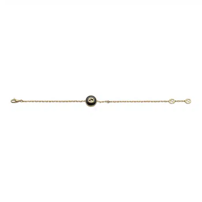 Gucci Interlocking YBA786556001 - Gioielleria Casavola di Noci - bracciale unisex in oro giallo 18 carati con onice nero e diamante bianco - immagine frontale