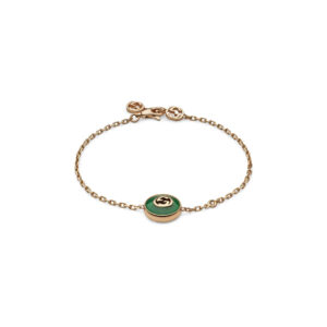 Gucci Interlocking YBA786556002 - Gioielleria Casavola di Noci - bracciale unisex in oro rosa con agata verde ed un diamante incastonato - immagine chiuso
