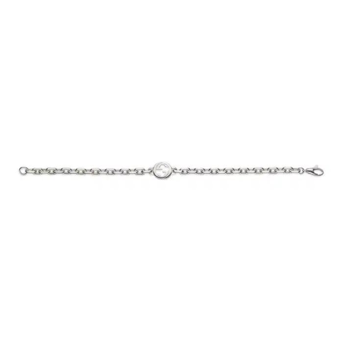 Gucci Interlocking YBA796351001 - Gioielleria Casavola di Noci - bracciale in argento 925 unisex con doppia g - immagine frontale steso