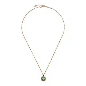 Gucci Interlocking YBB789340002 - Gioielleria Casavola di Noci - collana in oro rosa 18 carati con pendente in agata verde e diamante - immagine frontale