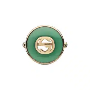 Gucci Interlocking YBC786604002 - Gioielleria Casavola di Noci - anello in oro rosa con agata verde e diamanti - immagine frontale