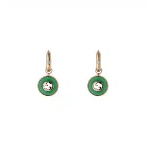 Gucci Interlocking YBD786563002 - Gioielleria Casavola di Noci - orecchini pendenti in oro rosa 18 carati con agata verde e due diamanti - immagine frontale