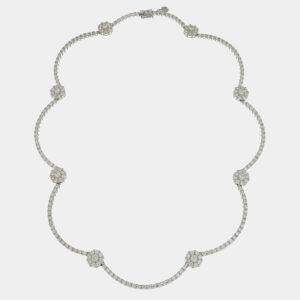 Girocollo tennis diamanti con fiori Prestige White - Gioielleria Casavola di Noci - gioiello in oro bianco 18 carati - idee regalo per donna che ama il lusso