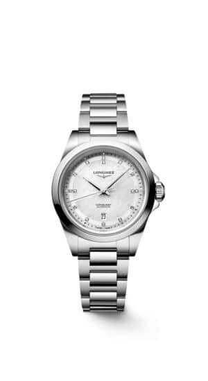 Longines Conquest L3.320.4.87.6 - Gioielleria Casavola di Noci - orologio automatico svizzero da donna - quadrante madreperla con diamanti