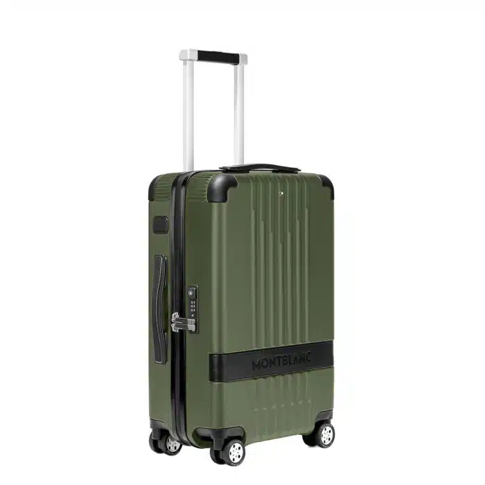 Montblanc trolley compatto MY4810 198347 - Gioielleria Casavola di Noci - pelletteria di lusso da viaggio - colore verde argilla -idee regalo unisex - immagine laterale