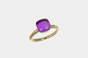 Anello in oro giallo con quarzo viola sfaccettato - Gioielleria Casavola di Noci - idee regalo compleanno 50 anni migliore amica