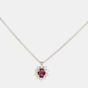 Collana con pendente rubino Sunflower Nature White - Gioielleria Casavola di Noci - in oro bianco 18 ct con diamanti - idee regalo compleanno 18 anni ragazza