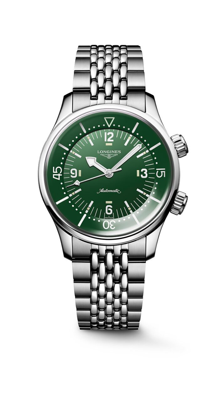 Longines Legend Diver L3.764.4.06.6 - Gioielleria Casavola di Noci - orologio automatico svizzero con calibro COSC - novità 2024 quadrante verde lucido e laccato