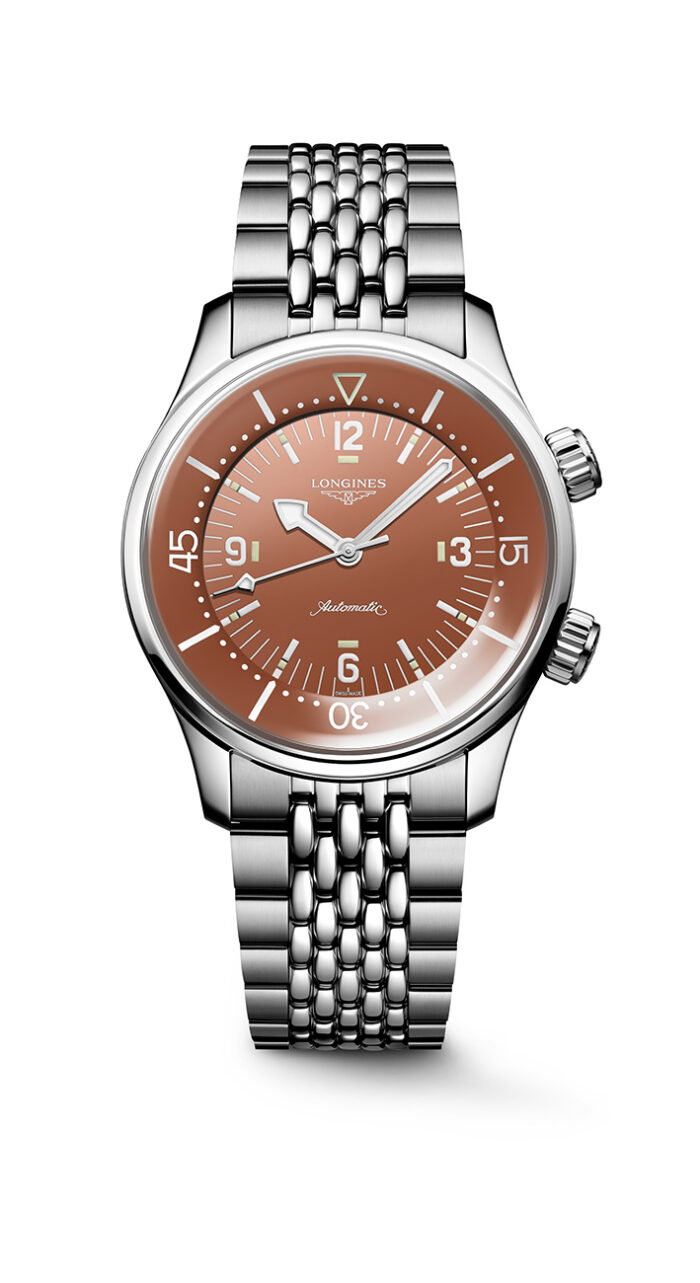 Longines Legend Diver L3.764.4.96.6 - Gioielleria Casavola di Noci - orologio automatico svizzero con calibro COSC - novità 2024 quadrante terracotta lucido e laccato