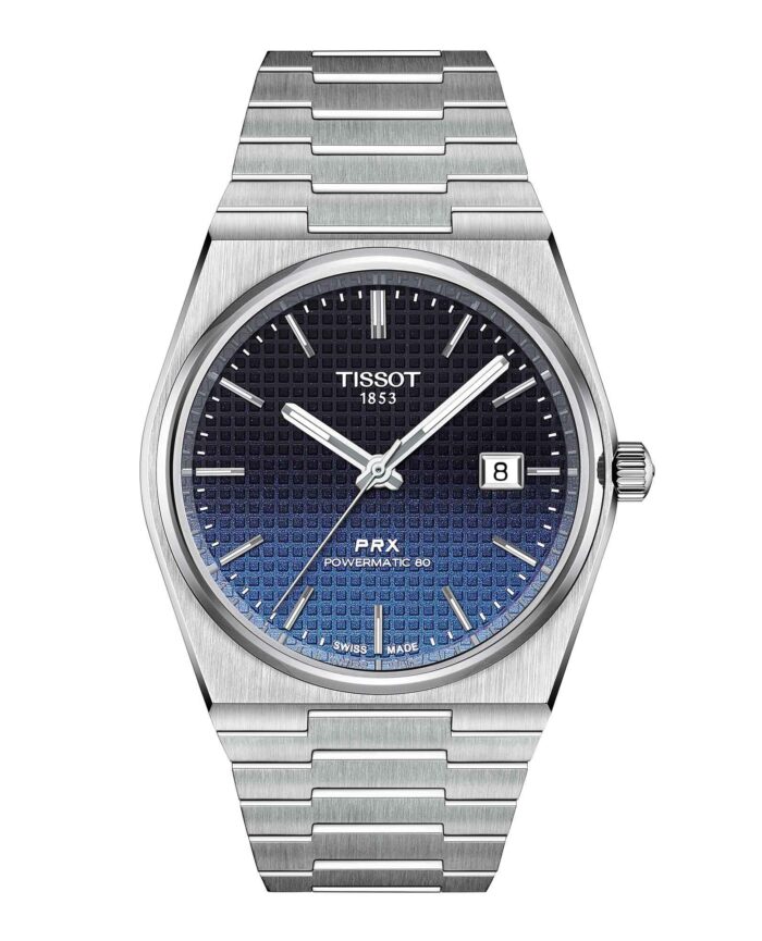 Tissot PRX Powermatic 80 T137.407.11.051.01 - Gioielleria Casavola di Noci - orologio svizzero automatico con quadrante waffle camaleonte nero e blu