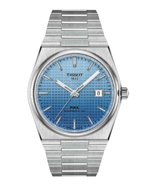 Tissot PRX Powermatic 80 T137.407.11.351.01 - Gioielleria Casavola di Noci - orologio automatico svizzero con quadrante camaleonte blu ghiaccio effetto waffle