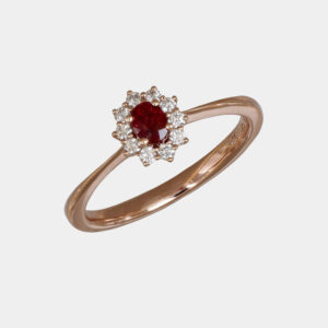 Anello rubino Pretty Sunflower Nature Rose - Gioielleria Casavola di Noci - in oro rosa 18 carati con diamanti - idea regalo compleanno 18 anni ragazza