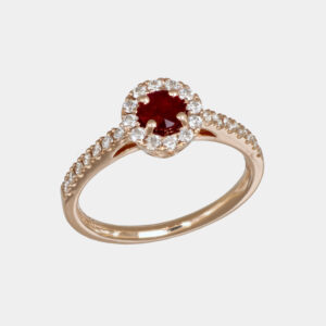 Anello rubino tondo 0.48 ct Prestige Rose - Gioielleria Casavola di Noci - in oro rosa 18 carati con diamanti - idee regalo per proposta di matrimonio