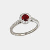Anello rubino tondo 0.55 ct Prestige White - Gioielleria Casavola di Noci - idee regalo compleanno 50 anni moglie - in oro bianco 28 carati con diamanti