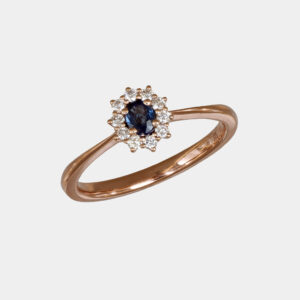 Anello zaffiro 0.28 ct Pretty Sunflower Nature Rose - Gioielleria Casavola di Noci - gioiello in oro rosa 18 carati con diamanti - idee regalo compleanno 18 anni ragazza