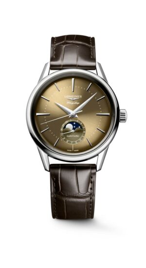 Longines Flagship Heritage L4.815.4.62.2 - Gioielleria Casavola di Noci - orologio automatico svizzero con complicazione fasi lunari - quadrante beige lucido - stile classico