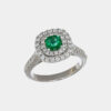 Anello double halo smeraldo 0.58 ct Prestige - Gioielleria Casavola di Noci - in oro bianco 18 carati con diamanti - idee per proposta di matrimonio