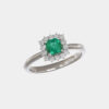 Anello rosetta smeraldo ottagono 0.53 ct Prestige White - Gioielleria Casavola di Noci - idee regalo compleanno 50 anni moglie e mamma - in oro bianco con diamanti