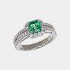 Anello smeraldo 1.19 ct pavé Prestige White - Gioielleria Casavola di Noci - anello in oro bianco con diamanti - idee regalo compleanno 50 anni moglie