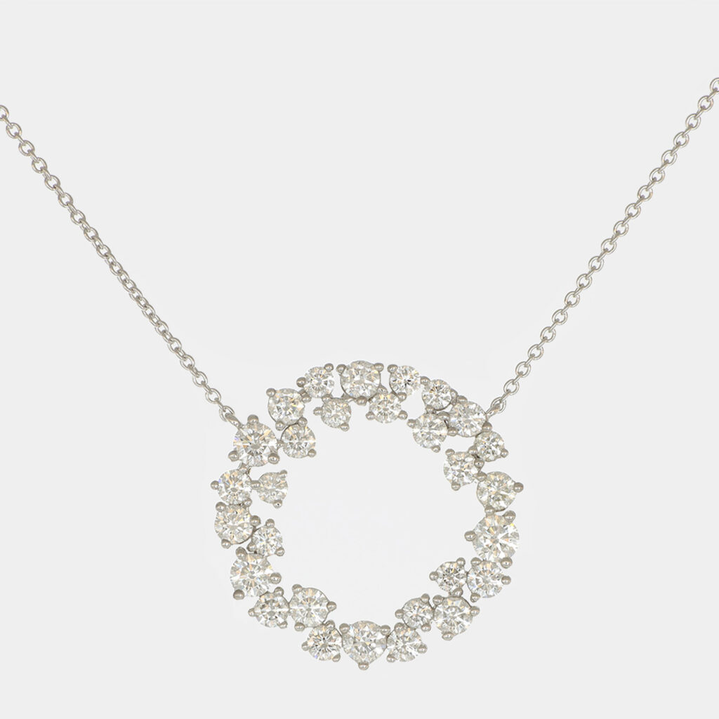 Collana cerchio diamanti pavé White Prestige - Gioielleria Casavola di Noci - gioiello in oro bianco 18 carati - idee regalo romantiche compleanno fidanzata