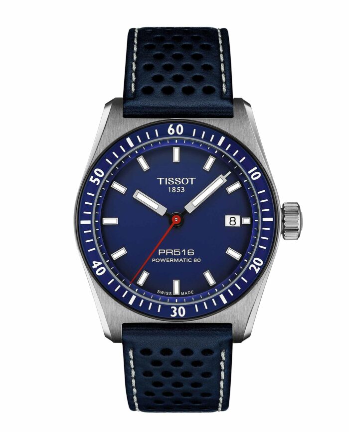 Tissot PR516 Powermatic 80 T149.407.16.041.00 - Gioielleria Casavola di Noci - orologio automatico svizzero con quadrante blu - cinturino in pelle racing blue