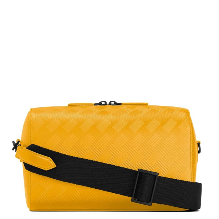 Montblanc Extreme 3.0 borsa 142 198057 - Gioielleria Casavola di Noci - tracolla in pregiata pelle effetto carbonio - color giallo miele con cinghia color nero