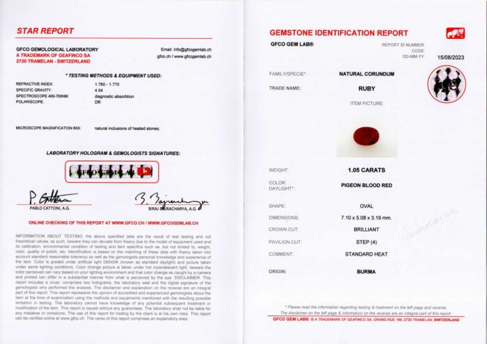 Anello rettangolare rubino Burma 1.05 ct Prestige Rosé - Gioielleria Casavola di Noci - gemma con certificato del laboratorio svizzero GFCO