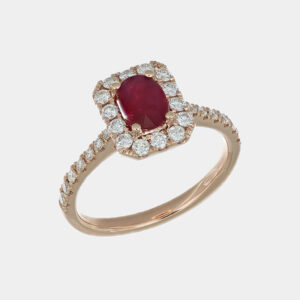 Anello rettangolare rubino Burma 1.05 ct Prestige Rosé - Gioielleria Casavola di Noci - in oro rosa 18 carati con diamanti - idee regalo compleanno 60 anni nonna