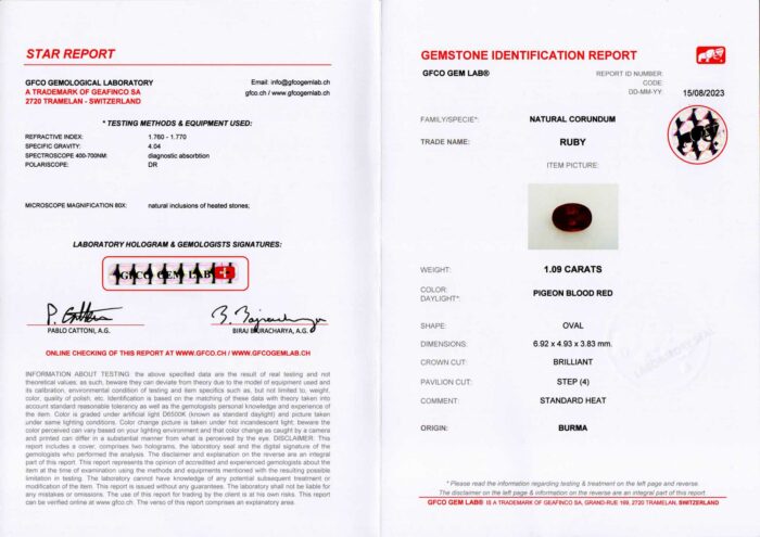 Anello rettangolare rubino Burma 1.09 ct Prestige Rosé - Gioielleria Casavola di Noci - gemma con certificato del laboratorio svizzero GFCO