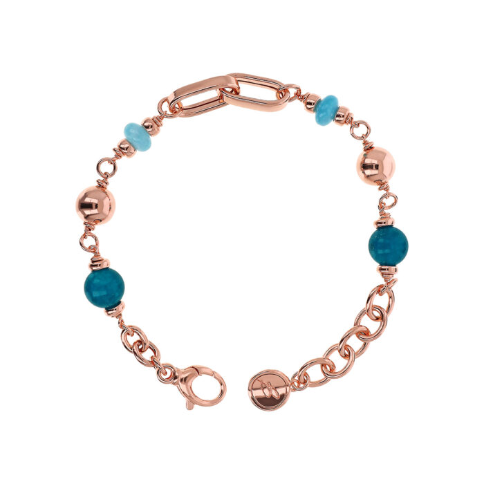 Bracciale a maglie e pietre naturali Bronzallure WSBZ02196.BQ - Gioielleria Casavola di Noci - idee regalo compleanno migliore amica - con quarzo di colore blu