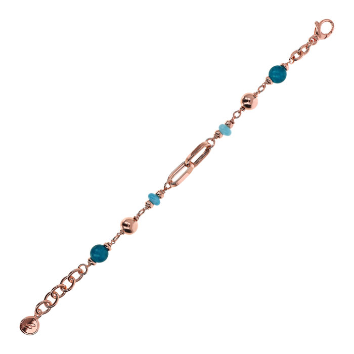 Bracciale a maglie e pietre naturali Bronzallure WSBZ02196.BQ - Gioielleria Casavola di Noci - idee regalo compleanno migliore amica - placcato oro rosa 18 carati