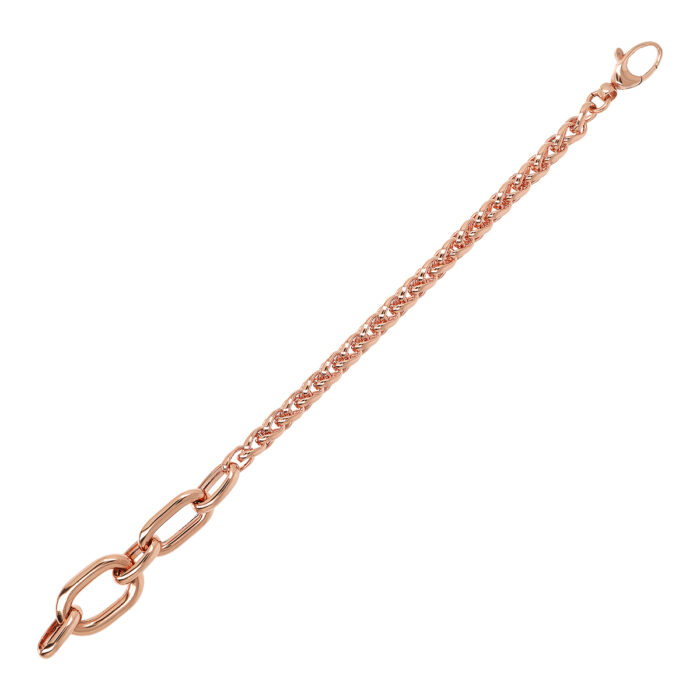 Bracciale catena spiga e maglie ovali Bronzallure WSBZ02174.R - Gioielleria Casavola di Noci - idee regalo compleanno migliore amica - placcato oro rosa 18 kt