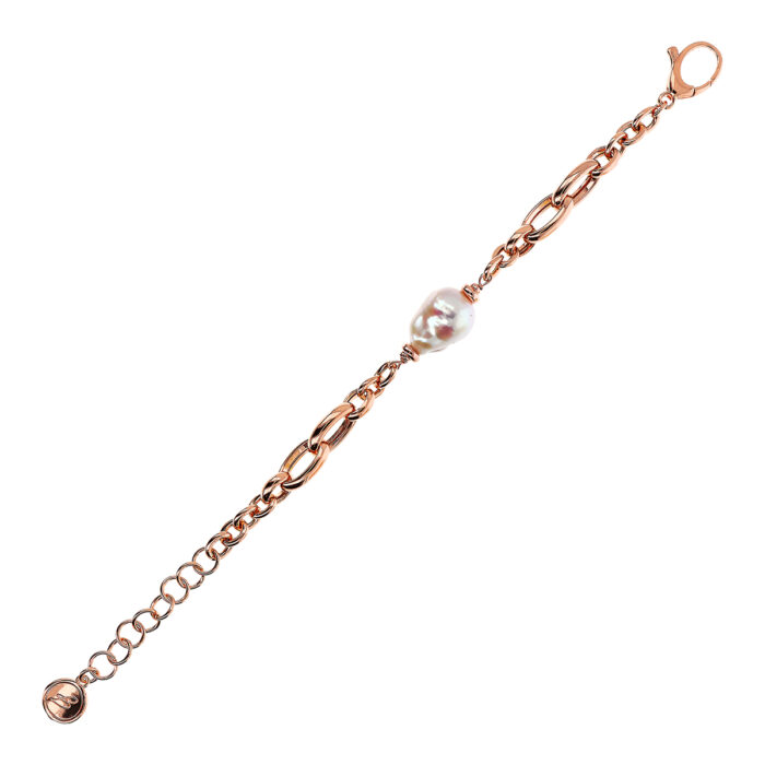 Bracciale maglie ovali e perla Bronzallure WSBZ02384.WPRL - Gioielleria Casavola di Noci - idee regalo compleanno 50 anni migliore amica - placcato oro rosa 18 kt