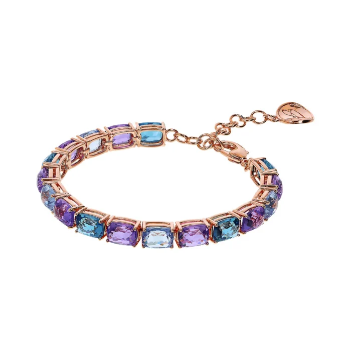 Bracciale tennis mosaico Bronzallure WSBZ02290.BLU-SP - Gioielleria Casavola di Noci - idee regalo per lei - color oro rosa 18 carati