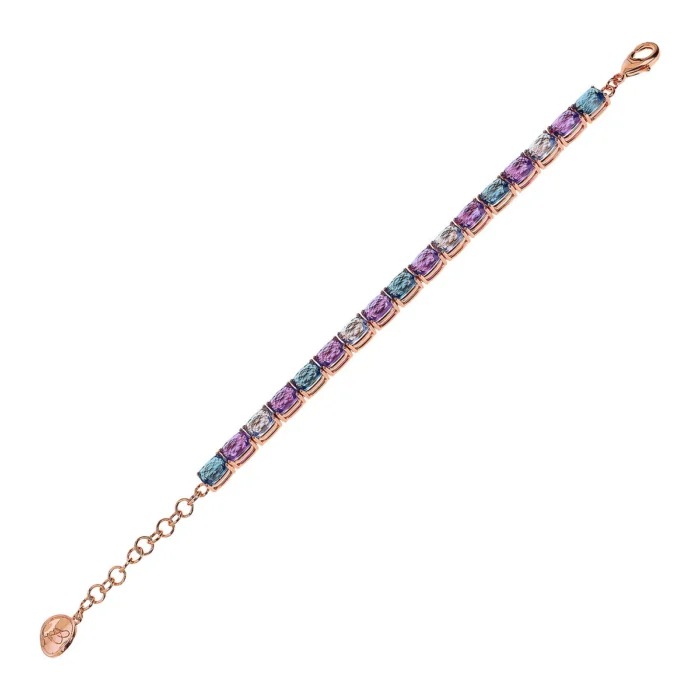 Bracciale tennis mosaico Bronzallure WSBZ02290.BLU-SP - Gioielleria Casavola di Noci - idee regalo per lei - con prisma gem rettangolari colorate