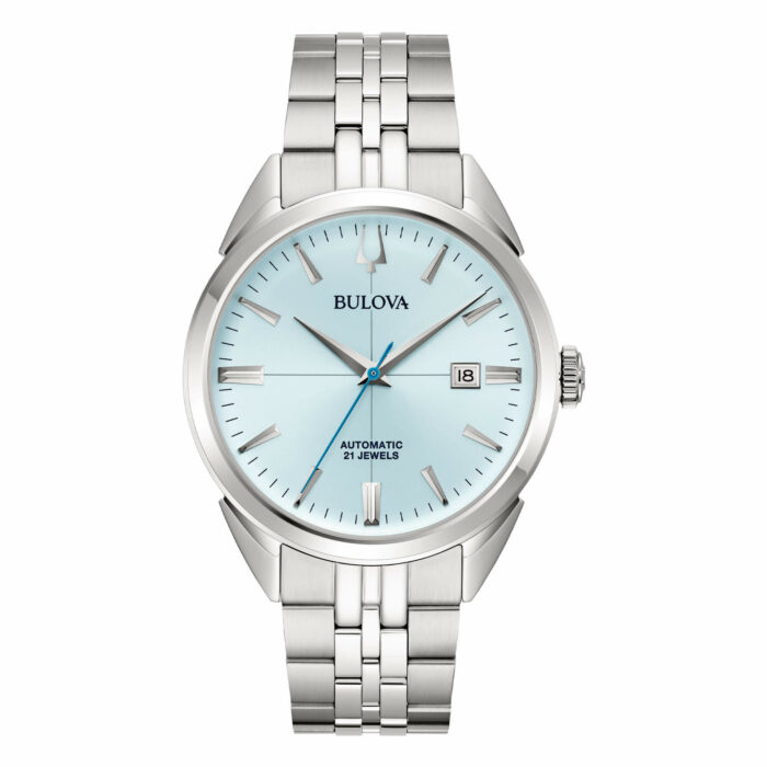 Bulova Sutton Automatic 96B423 - Gioielleria Casavola di Noci - orologio da uomo elegante con quadrante color blu ghiaccio e lancette argentate