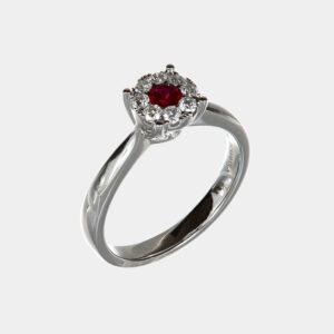 Anello Invisible rubino e diamanti White - Gioielleria Casavola di Noci - gioiello in oro bianco 18 carati - idee regalo compleanno 18 anni ragazza