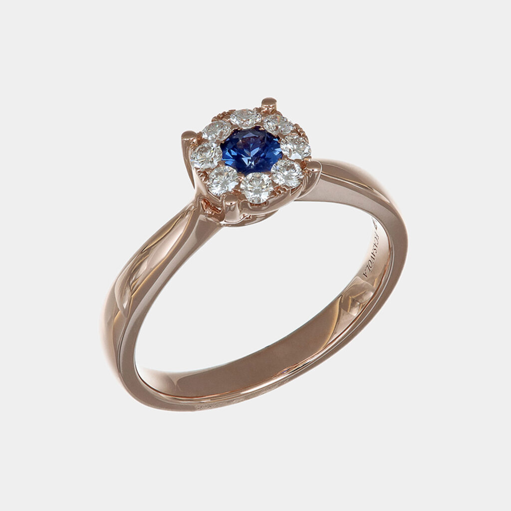 Anello Invisible zaffiro e diamanti Rosé - Gioielleria Casavola di Noci - gioiello in oro rosa 18 carati - idee regalo compleanno 18 anni ragazza