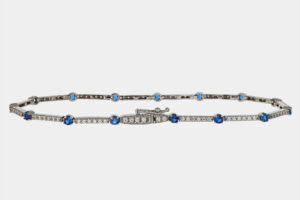 Bracciale tennis donna oro bianco zirconi bianchi e blu - Gioielleria Casavola di Noci - idee regalo compleanno 18 anni migliore amica